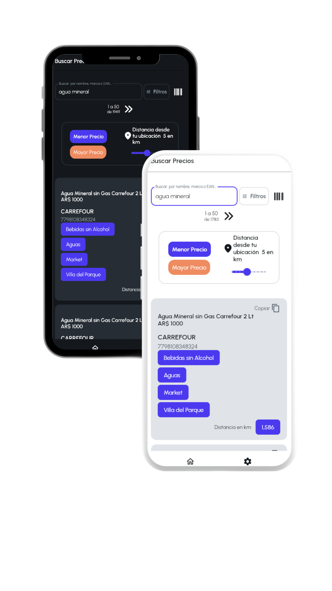 Interfaz de filtros y escáner QR
